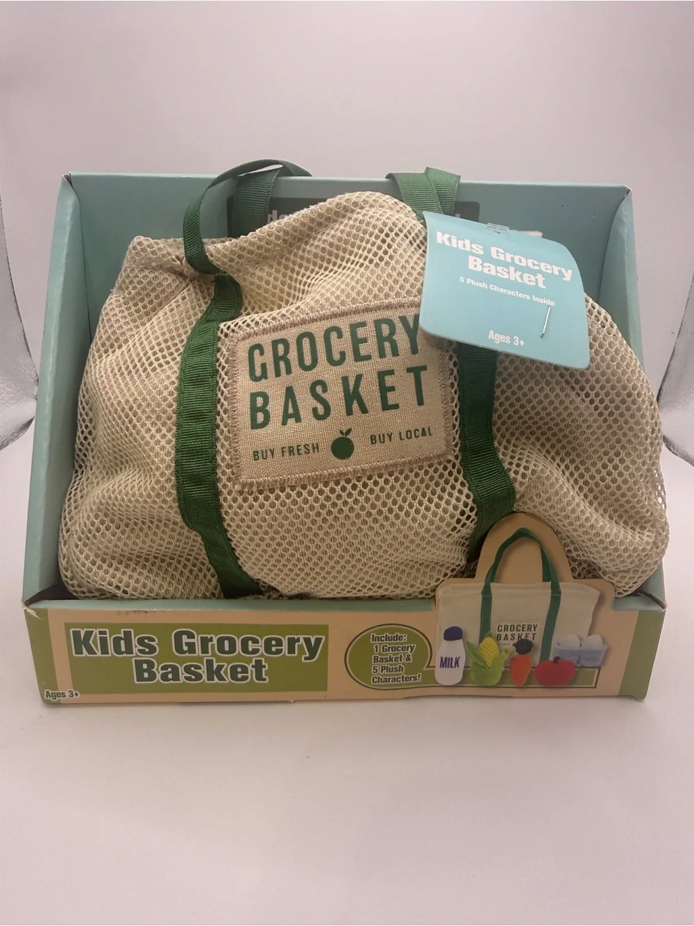 Kids Grocery Basket play set with 5 plush characters new with tags